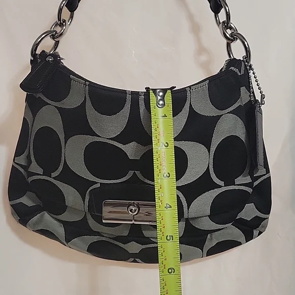 COACH Signature Purse with Silver accents  Black and Silver - Picture 9 of 11
